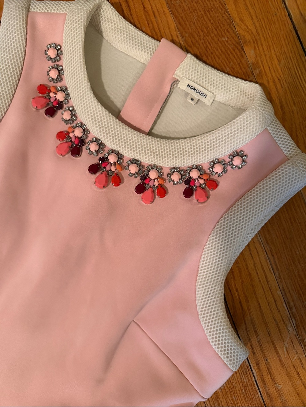Manoush women’s Sleeveless Pink Embellished Party Dress